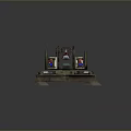 Mechanical Weapon Structure Featuring Spring Components Blue Red Parts And Metal Base