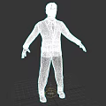 Game Movie Character 3D Model Male in Suit Standing Pose with Arms Outstretched