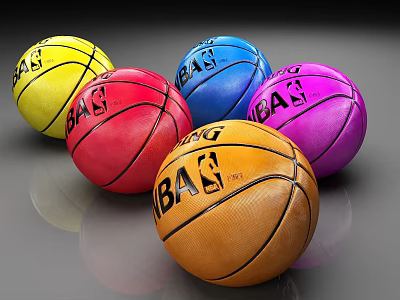 Multiple Colorful BA3 Basketballs As Essential Sports Equipment For Training Sessions 3d model