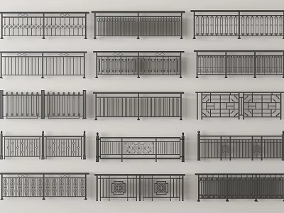 Various Stylish Railing Designs With Intricate Patterns And Metal Frames 3d model