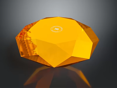 Wood And Stone Crafted Shiny Yellow Geometric Decorative Sculpture Piece 3d model