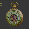Vintage Gold Pocket Watch with Intricate Carvings Roman Numeral Dial and Mechanical Gear Movement
