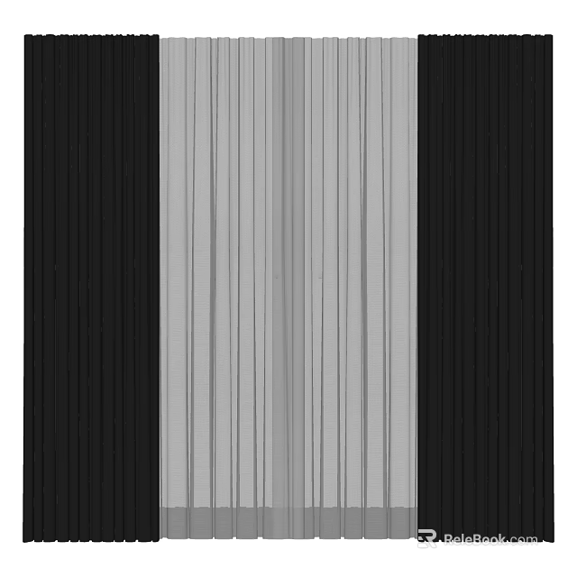 Modern Black and White Striped Curtains for Home Window Decoration 3d model 