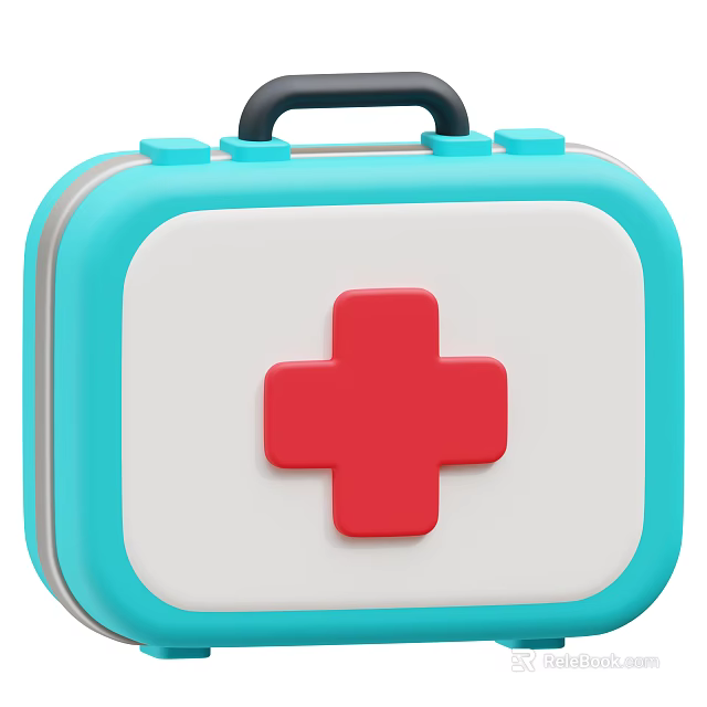 Portable Blue And White First Aid Kit With Red Cross Medical Equipment 3d model 
