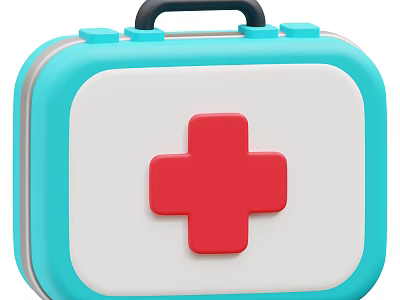 Portable Blue And White First Aid Kit With Red Cross Medical Equipment 3d model