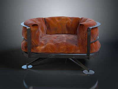 Orange Textured Armchair With Modern Metal Frame And Comfortable Seating Design 3d model