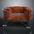 Orange Textured Armchair With Modern Metal Frame And Comfortable Seating Design 3d model