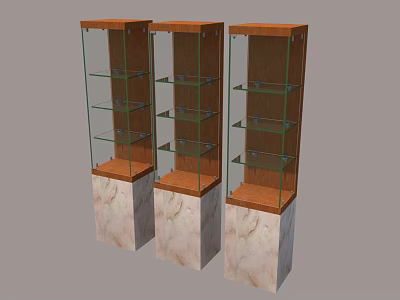 Modern Mall Display Cabinets With Glass Doors Wooden Frames And Marble Bases 3d model
