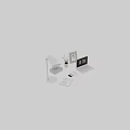Stylish Desk Setup With Lamp Rhino Figurine Plant Frame Laptop And Books