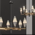 Modern Chandelier With Conical Glass Shades And Gold Metal Frame For Interior Decor