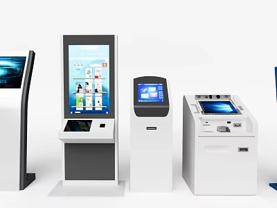 Public Facilities Self Service Kiosks With Interactive Screens And Payment Terminals 3d model
