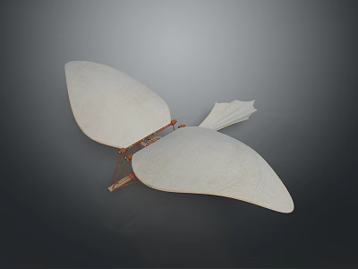 Modern Wing Shaped Decorative Piece With Light Colored Panels And Metal Connecting Frame 3d model