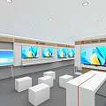 Modern HUAWEI Meeting Room With Long Table White Chairs And Large Screens