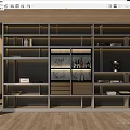 Modern Wooden Bookshelf Design With Multiple Compartments Glass Doors Drawers And Decorative Items