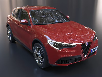 Red Alfa Romeo SUV Exterior With Sporty Design Sleek Headlights And Alloy Wheels 3d model