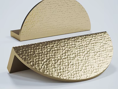 Modern Decorative Golden Semicircular Cabinet Handles With Hammered Metal Texture 3d model
