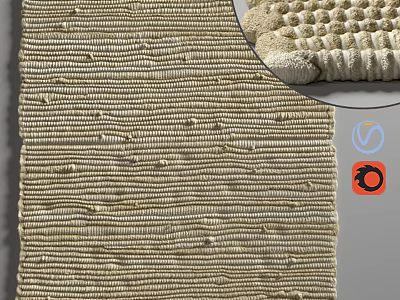 Beige Square Rug With Woven Texture And Handmade Design For Modern Living Space 3d model