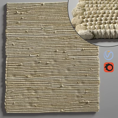 Beige Square Rug With Woven Texture And Handmade Design For Modern Living Space 3d model