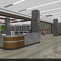 Spacious Service Hall Interior With Reception Desk Waiting Seats And Bright Lighting