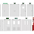 Various White Fire Doors And Red Fire Safety Equipment Cabinet