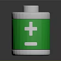 Green Cylinder Battery With White Plus Minus Signs Silver Top Bottom On Black Reflective Surface