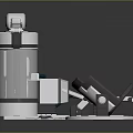 Modern BBQ Equipment With Cylindrical Tank And Mechanical Components Industrial Design