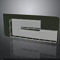 Modern Wall Structure With Grid Design White Frame And Layered Shelves