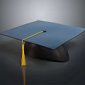 Dark Blue Graduation Cap With Yellow Tassel Classic Academic Attire Design
