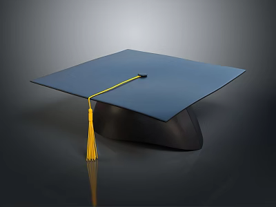 Dark Blue Graduation Cap With Yellow Tassel Classic Academic Attire Design 3d model