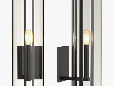 Modern Wall Sconce with Glass Shade and Black Metal Frame for Interior Lighting 3d model