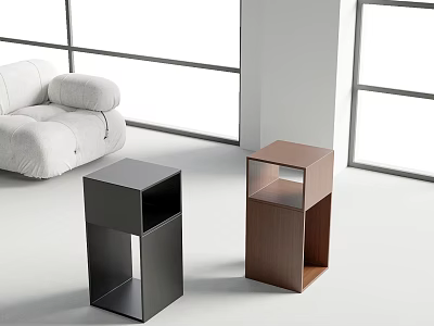 Modern Living Room Two Side Tables Black And Brown Minimalist Sleek Design For Contemporary Home 3d model