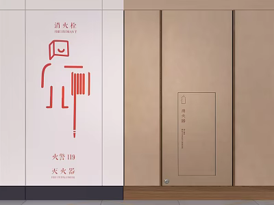 Indoor Fire Equipment Including Wall Mounted Fire Hydrant And Fire Extinguisher With Clear Signage 3d model