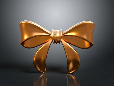 Shiny Golden Metallic Bow Elegant Decorative Accessory For Home Living Items 3d model