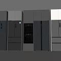 Modern Kitchen Interior With Gray Built in Refrigerators And Freezers Appliances