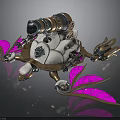 Steampunk Mechanical Turtle with Pink Wings and Intricate Metal Gears Design