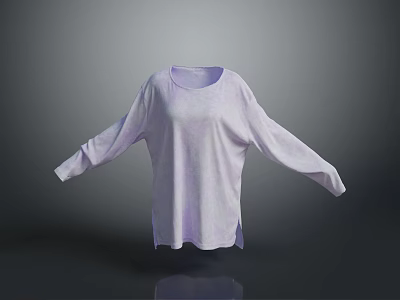 Lavender Loose Fit Long Sleeve Top With Round Neck And Soft Fabric 3d model