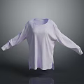 Lavender Loose Fit Long Sleeve Top With Round Neck And Soft Fabric