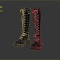 Stylish Black Long Boots With Lace Up Design And Thick Rubber Sole