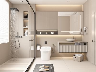 Modern Cream Style Toilet Cream Home Toilet Bathroom Washbasin Toilet 3d model