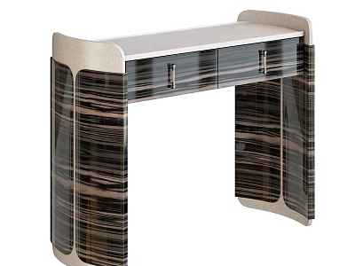 Modern Dressing Table Design With Dark Striped Panels Light Top And Metal Handles 3d model