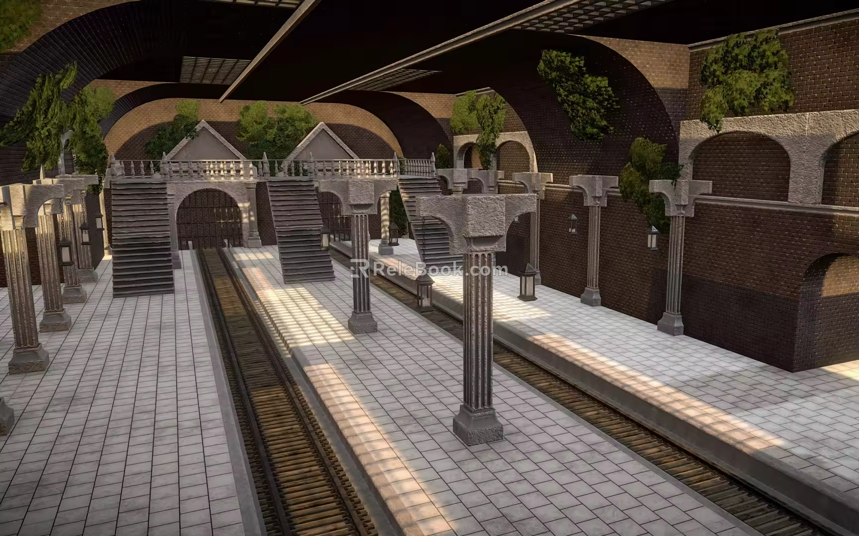 Modern Retro Subway Station Victoria Railway Station European Underground Railway Station Underground Subway Station Old-fashioned Abandoned Subway Station 3d model