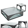 Modern Coffee Table With Glass Top And Black Arched Frame Design 3d model