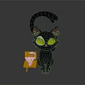 Cute Black Cat With Yellow Eyes And Pink Ears Next To Yellow Chair