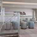 Modern Milk Tea Shop Interior With Open Space Gray Stools And Wooden Flooring
