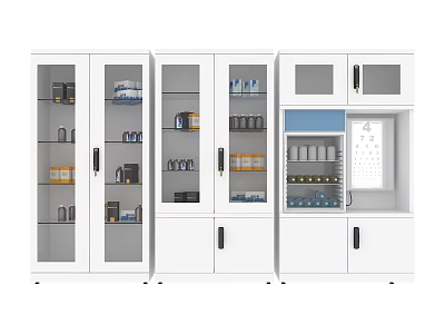 White Modern Storage Cabinet Combination With Glass Doors And Multiple Compartments 3d model