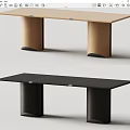 Maurice dining table solid wood dining table 3d model