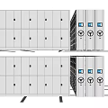 White Storage Cabinets With Multiple Doors And Digital Screens For File Organization 3d model