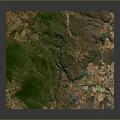 Detailed Terrain Satellite View Showing Green Vegetation Brown Land And Blue Water Bodies