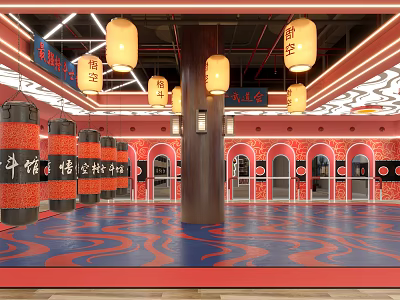 Traditional Martial Arts Training Space With Cultural Decor 3d model