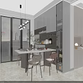 Modern Living And Dining Room Interior With Gray Sofa Chandelier Artwork And TV Wall